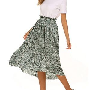 Elastic waist midi skirt